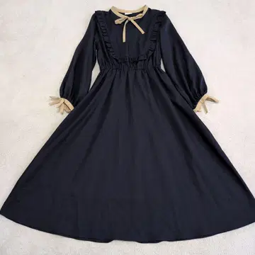 새상품급 레베카 부티크 오레글라세 프릴 리본 원피스 네이비