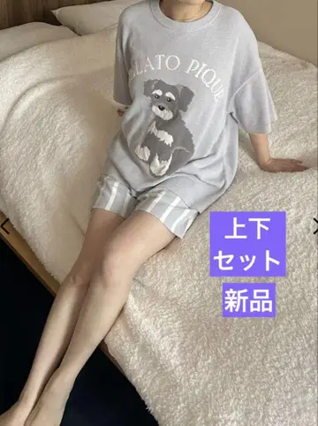 [새상품] 젤라또피케 슈나우저 자카드 풀오버 & 숏팬츠 세트