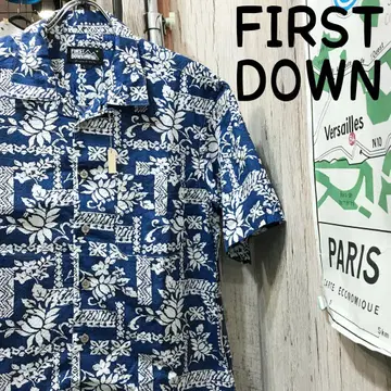 FIRST DOWN 퍼스트다운 알로하 셔츠 L 구제 의류 (1788)