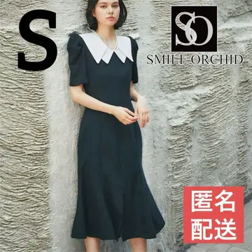 [새상품] 스마일오키드 블랙 원피스 반팔 카라 부착 포멀 드레스 관혼상제