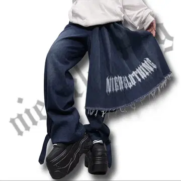 NieR 탈부착 가능 플랩 WIDE DENIM PANTS
