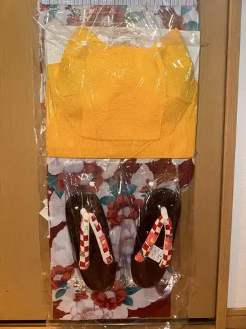 꽃무늬 유카타 오비 일본 나막신 세트