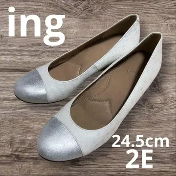 새상품급 ing 잉그 천연 가죽 웨지솔 펌프스 폭넓음 24.5cm
