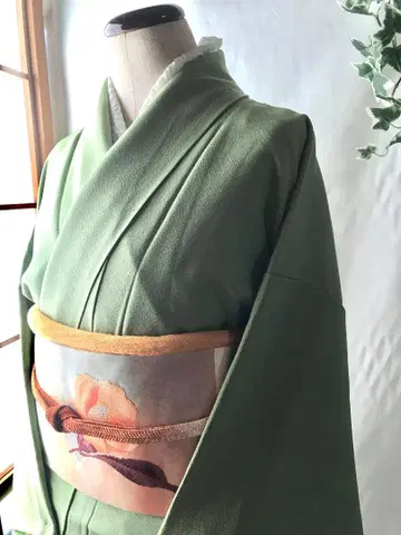 혼바 아마미 오시마 진흙 염색 무지 기모노 반쪽 마츠바색
