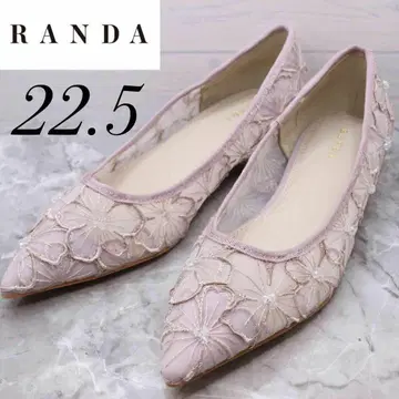 [컨디션 최상] randa 란다 꽃무늬 레이스 플랫 펌프스 튤 22.5