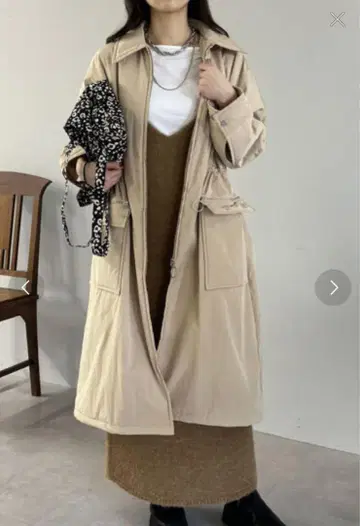 시너리 베이지 롱 충전솜 코트 shenery
