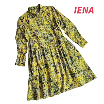IENA 레이온&코튼 꽃무늬 긴팔 원피스 옐로우 컬러 84797