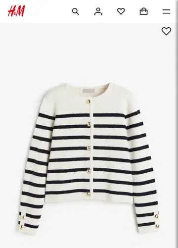 H&M 보더 니트 가디건 미사용 새상품 택 없음 L 사이즈 니트