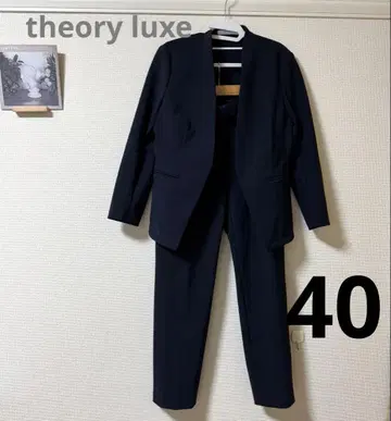 theory luxe 네이비 노카라 팬츠 셋업 사이즈 40