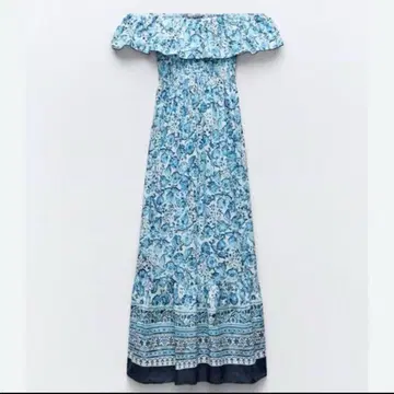 ZARA 플라워 프린트 오프숄더 원피스 M