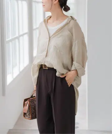 Spick and Span 가먼트 다이 시어 라미 셔츠