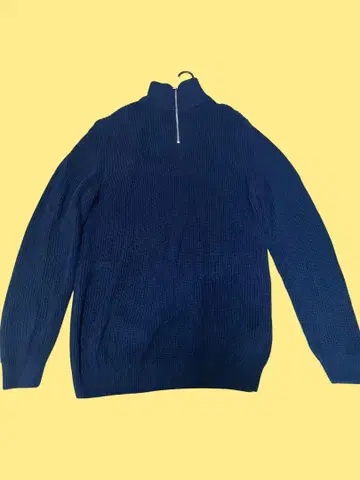 ZARA 네이비 하프 지퍼 하이넥 스웨터