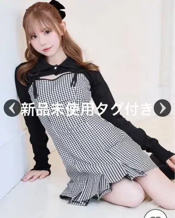 미셸 마카롱 깅엄 체크 원피스 세트 프리 사이즈