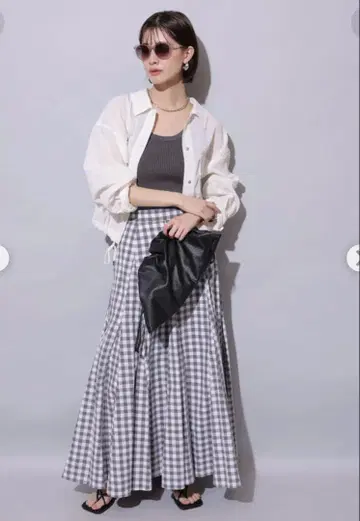 아르페쥬 스토리 깅엄 마티 플레어 스커트