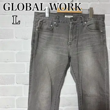 글로벌 워크 그레이 데님 팬츠 바지 청바지 스트레이트 L