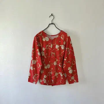 구제 의류 일본제 노카라 자켓 체인 패턴 돌먼 면 레트로 버블리