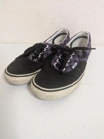VANS 체커 보라 x 검정 스니커즈 반스 US8.5 (26.5cm)