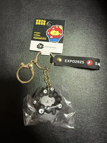 엑스포 산리오 먝먝 키링 블랙 폼폼푸딩
