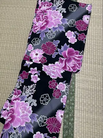 유카타 단품 여성용 블랙 핑크 톨 사이즈