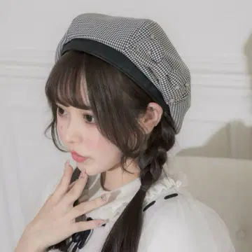 pium 하운드투스 체크 리본 베레모