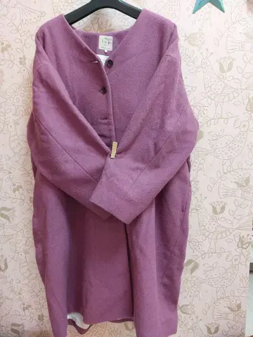 사만사 모스모스 퍼플 롱 코트 버튼