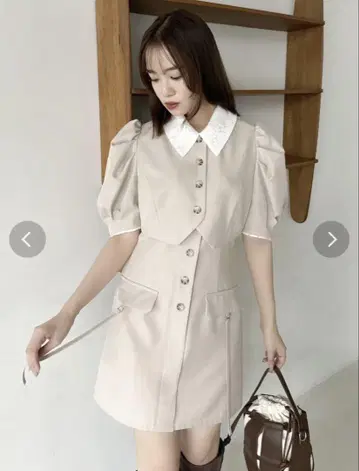 dazzlin 자켓 라이크 레이어드 미니 원피스 아이보리 M