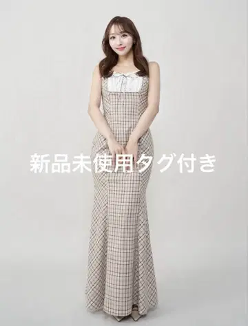 Darich 다리치 체크 머메이드 롱 원피스 FREE/BRN