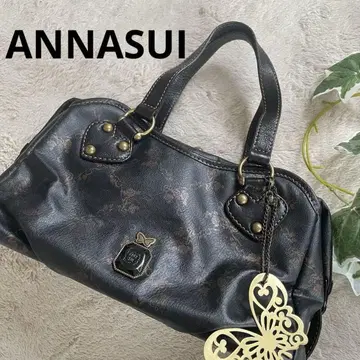 [ANNASUI] 안나수이 나비 참 포함 블랙 가죽 핸드백