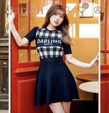 다리치 깅엄 체크 니트 미니 원피스