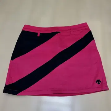 데상트 핑크 & 블랙 스트라이프 스커트 M