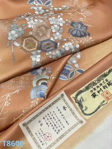쓰케사게 소주 자수 금 부품 은 부품 금채 은채 문양 순수 실크 옷감