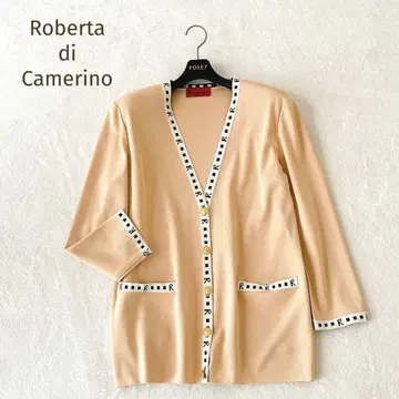 Roberta di Camerino 로고 가디건 V넥 오렌지 40