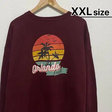 USA 구제 맨투맨 XXL 와인 레드 빨간색 속기모 프린트 올랜도