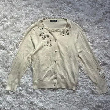 QUEENS COURT 여성용 긴팔 가디건 (S) 비쥬 꽃무늬