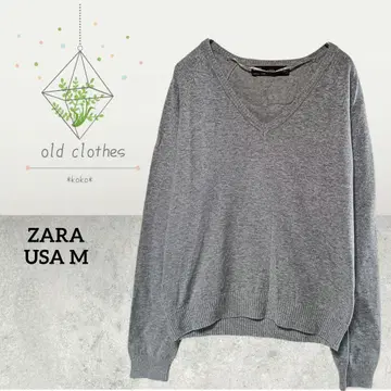 자라 ZARA 그레이 V넥 니트 스웨터 풀오버 f1236