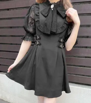 ROJITA 레이시 숏 슬리브 사이드 벨트 원피스