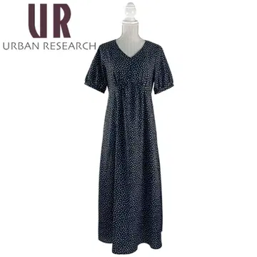 08T740 URBAN RESEARCH 변형 도트 반팔 롱 원피스