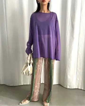 Ameri MEDI WAVE PATTERN CUT PANTS