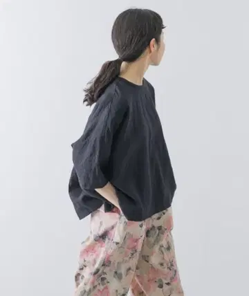 kagure 카구레 린넨 크루넥 하프 슬리브