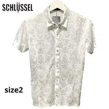 미사용 SCHLUSSEL 슐리셀 반팔 셔츠 광택 올 패턴 사이즈 2