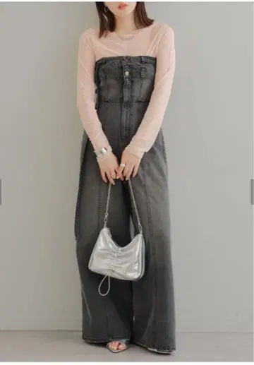새상품, 택 포함. Chico 치코 데님 베어 콤비네존 그레이 F