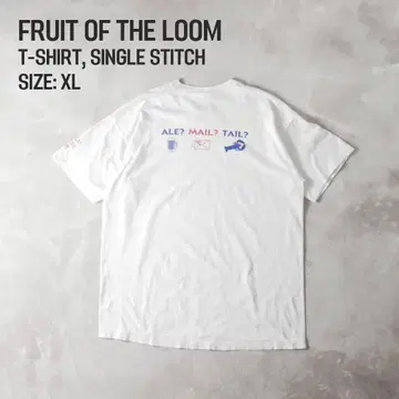 Fruit of the Loom 90년대 프린트 티셔츠 화이트 XL