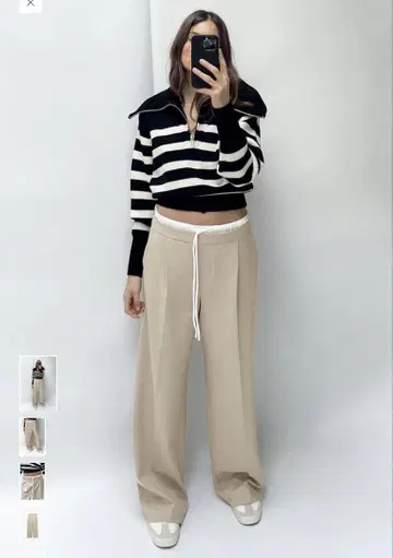 WIDE-LEG 팬츠 와이드 레그 팬츠 더블 허리 밴딩