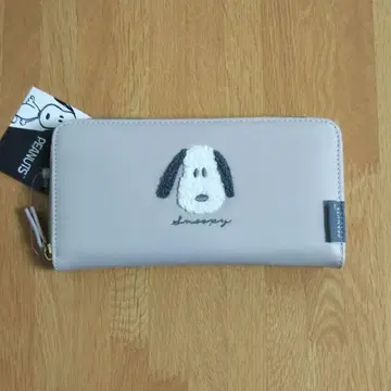 SNOOPY 모코모코 자수 장지갑 그레이지