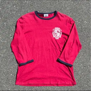 y2k lacoste 7부 소매 래글런 T셔츠 링거 T셔츠