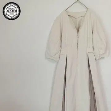 [새상품급] CPCM 데님 원피스 롱 기장 플리츠 화이트 집업