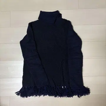 Proenza Schouler 네이비 터틀넥 니트 프린지