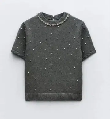 ZARA 큐빅 & 모조 진주 니트 스웨터 니트 자라