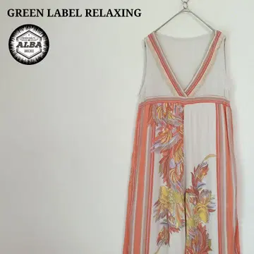 GREEN LABEL RELAXING 올인원 리프 무늬 화이트 오렌지