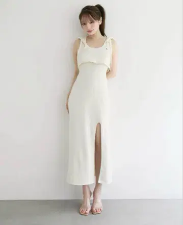 andmary Nora slit dress ivory